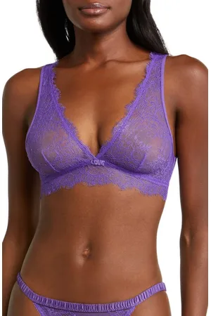 Out From Under Budapest Love High Sheer Lace Bralette In Purple