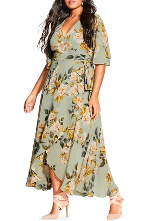 NALIA MAXI FLORAL CHIFFON DRESS WITH FRILL HEM