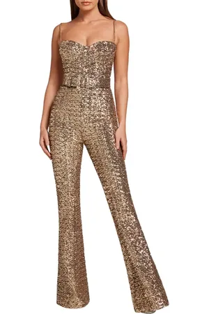 Tall Velvet Sequin Flare Jumpsuit