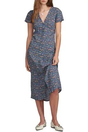 Lucky Brand Printed Button Front Tiered Mini Dress