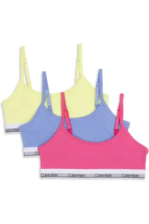 Buy Calvin Klein Big Girls' 3 Pack Racerback Crop Bra, Pink/Black