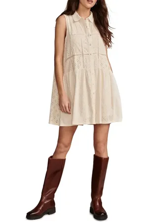Lucky Brand Lace-Trim Peasant Dress - Macy's