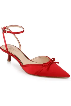Badgley Mischka Talasia Ankle Strap Pointed Toe Kitten Heel Pump in at Nordstrom, Size 6.5