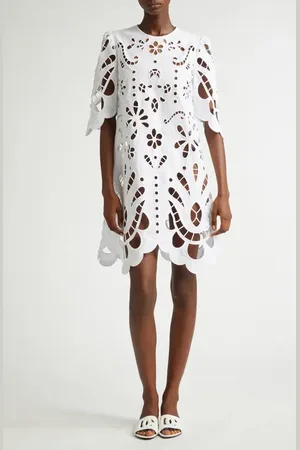 Dolce & Gabbana Openwork Embroidered Poplin Shift Dress in at Nordstrom, Size 2 Us