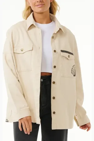 Rip Curl Soleil Embroidered Denim Shacket in at Nordstrom, Size Large