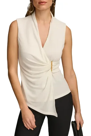 Donna Karan Wrap Front Sleeveless Top in at Nordstrom, Size Small