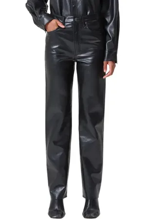 AGOLDE 90s Pinch Waist Straight Leg Leather Blend Pants in at Nordstrom, Size 27
