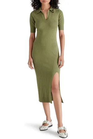 Steve Madden Lindy Polo Rib Midi Sweater Dress in at Nordstrom, Size X-Small
