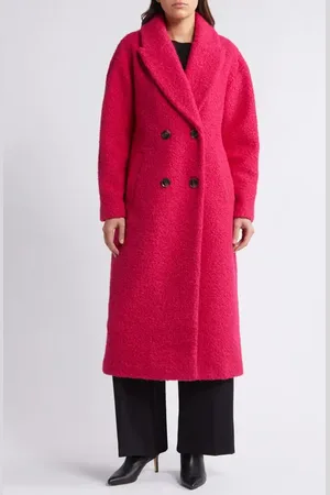 BCBG Max Azria Double Breasted Boucl?? Long Coat in at Nordstrom, Size X-Small