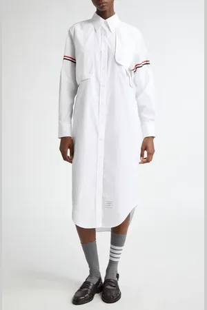 Thom Browne Easy Fit Long Sleeve Cotton Poplin Shirtdress in at Nordstrom, Size 0 Us