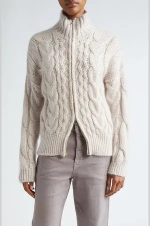 ELEVENTY Cable Stitch Virgin Wool, Mohair & Silk Blend Cardigan in at Nordstrom, Size Small