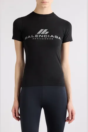 Balenciaga Fitted Active Logo Stretch Cotton Graphic T-Shirt in at Nordstrom, Size X-Small