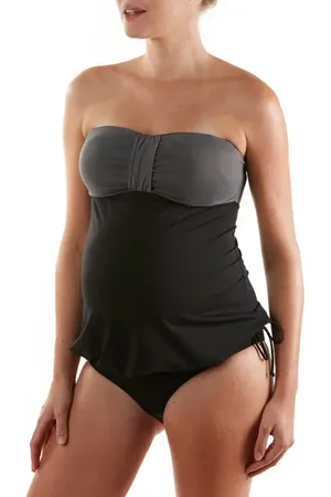 Cache Coeur Eden Two-Piece Colorblock Maternity Tankini Swimsuit in at Nordstrom, Size Large