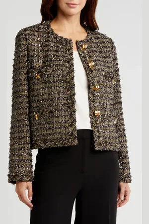 ST. JOHN Metallic Eyelash Tweed Jacket in at Nordstrom, Size 16