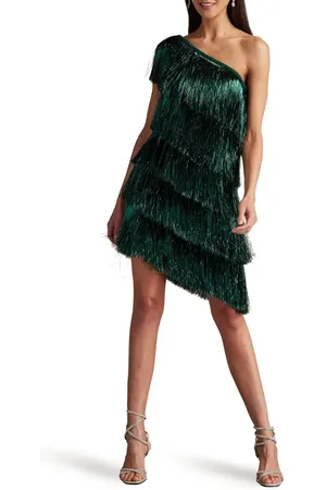 Tadashi Shoji Metallic Fringe One-Shoulder Cocktail Dress in at Nordstrom, Size 2