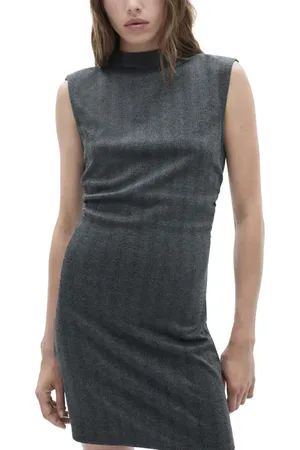 MANGO Herringbone Gathered Minidress in at Nordstrom, Size 4