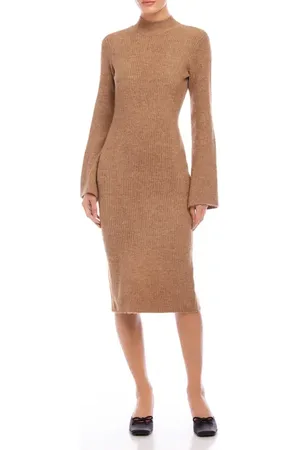 Fifteen Twenty Mock Neck Long Sleeve Rib Sweater Dress in at Nordstrom, Size Large
