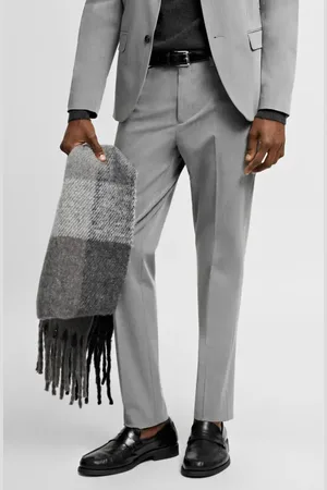 MANGO Superslim Fit Heathered Flat Front Stretch Dress Pants at Nordstrom, Size 32