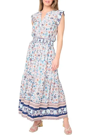 GIBSONLOOK Bohemian Floral Smocked Waist Dress in at Nordstrom, Size Xx-Small