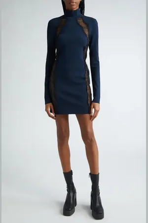 Stella McCartney Lace Detail Cutout Long Sleeve Knit Dress in at Nordstrom, Size X-Small