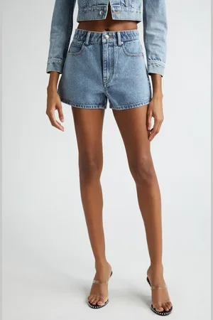 Alexander Wang Shorty High Waist Hotfix Denim Shorts in at Nordstrom, Size 31