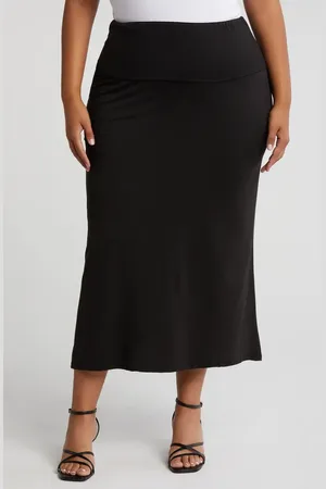 24Seven Comfort Apparel Comfortable Foldover Skirt in at Nordstrom, Size 2X