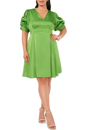 1. STATE Bubble Sleeve Satin Dress in at Nordstrom, Size 1X