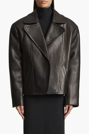 Khaite Dolores Oversize Leather Jacket in at Nordstrom, Size X-Small