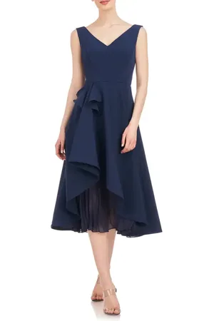 Kay Unger Begonia Crepe & Chiffon Midi A-Line Dress in at Nordstrom, Size 0