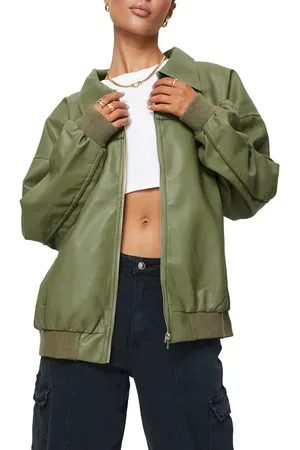Princess Polly Goldsmith Oversize Faux Leather Bomber Jacket in at Nordstrom, Size 4