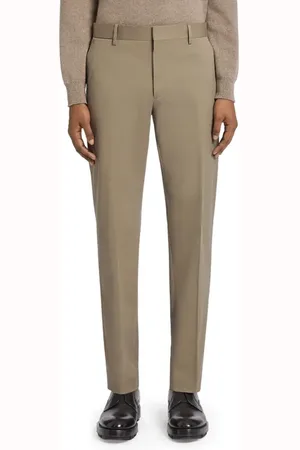 Ermenegildo Zegna Flat Front Stretch Cotton Gabardine Trousers in at Nordstrom, Size 30 Us