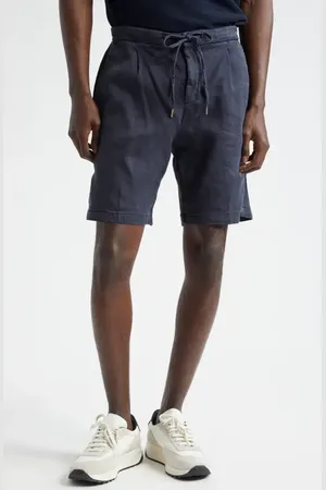 Thom Sweeney Pleated Stretch Linen & Cotton Jersey Shorts in at Nordstrom, Size 38 Us