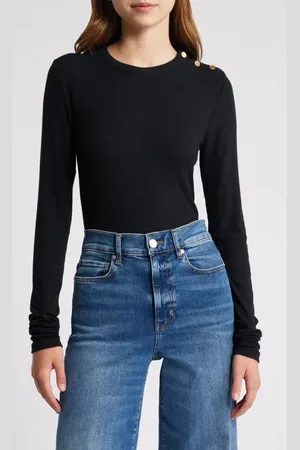 Frame Long Sleeve Shoulder Button T-Shirt in at Nordstrom, Size X-Small