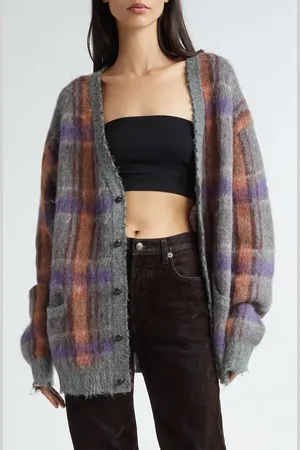 R13 Plaid Oversize Cardigan in /Purple Plaid at Nordstrom, Size X-Small