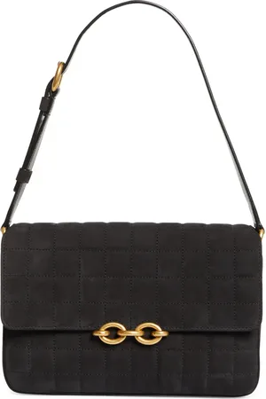 Saint Laurent Le Maillon Quilted Nubuck Leather Shoulder Bag in at Nordstrom