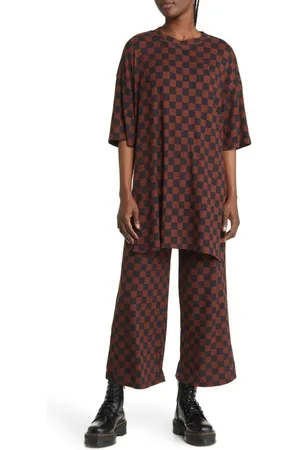 Dressed in Lala Lex Ribbed Oversize T-Shirt & High Waist Crop Pants Set in at Nordstrom, Size Small