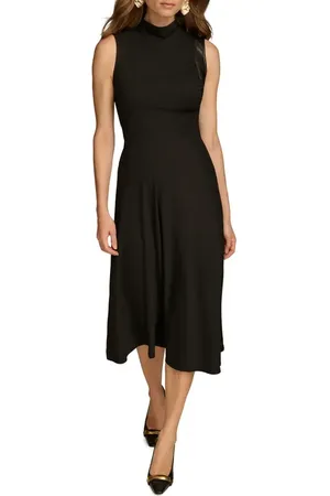 Donna Karan Faux Leather Trim Midi Dress in at Nordstrom, Size 14