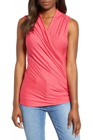 Loveappella Cross Drape Sleeveless Top in at Nordstrom, Size Small