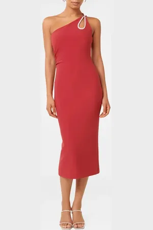 EVER NEW Jasmine One-Shoulder Cocktail Midi Dress in at Nordstrom, Size 14