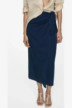 MANGO Denim Sarong Skirt in at Nordstrom, Size Large