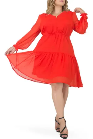 Standards & Practices Prairie Chiffon Long Sleeve Dress in at Nordstrom, Size 1X