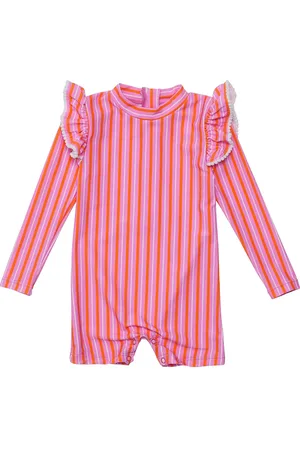 Snapper Rock Stripy Sunset Long Sleeve One-Piece Rashguard Swimsuit in at Nordstrom, Size 3-6M