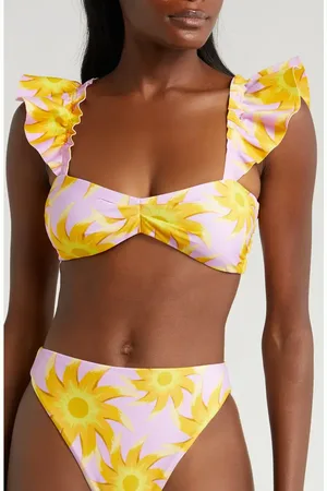 Farm Rio Sunny Side Bandeau Bikini Top in at Nordstrom, Size Medium