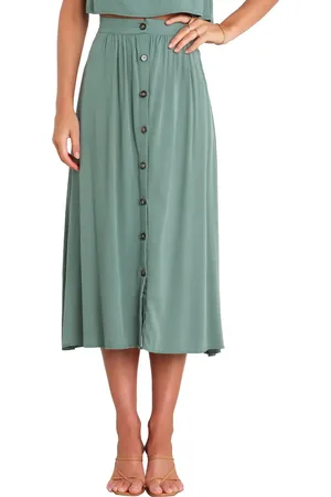 Petal & Pup Ava Button Front Midi Skirt in at Nordstrom, Size 12