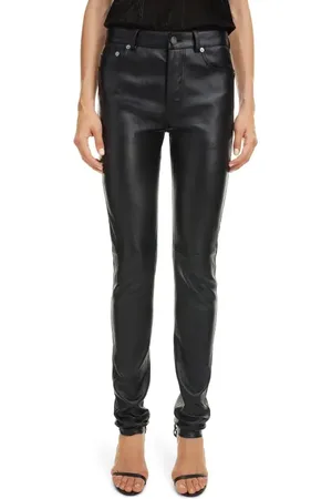 Saint Laurent Stretch Lambskin Leather Skinny Pants in at Nordstrom, Size 10 Us