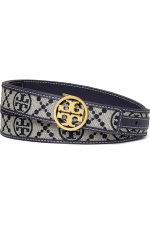 Tory Burch Miller T Monogram Jacquard & Leather Belt in at Nordstrom, Size Large