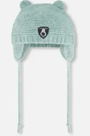 Deux par Deux Baby Unisex Knit Hat With Ears Green in at Nordstrom, Size 18-24 M
