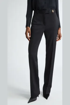 VERSACE Straight Leg Stretch Wool Trousers in at Nordstrom, Size 0 Us