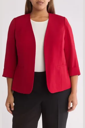 Kasper Cardigan-Style Stretch Crepe Blazer in at Nordstrom, Size 22W