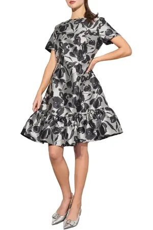 Ming Wang Heritage Fit Floral Jacquard Dress in at Nordstrom, Size X-Small